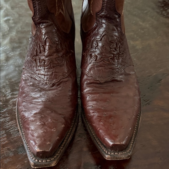Women's Lucchese full Quill Ostrich Brown Western Boots - Picture 14 of 14